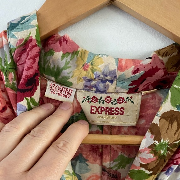 SOLD ELSEWHERE - 80s/90s floral earthy midi shirt dress w/ waist tie - S-L - Picture 4 of 7